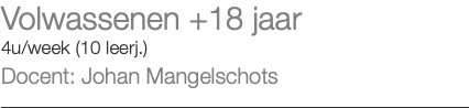 Volwassenen +18 jaar 4u/week (10 leerj.) Docent: Johan Mangelschots